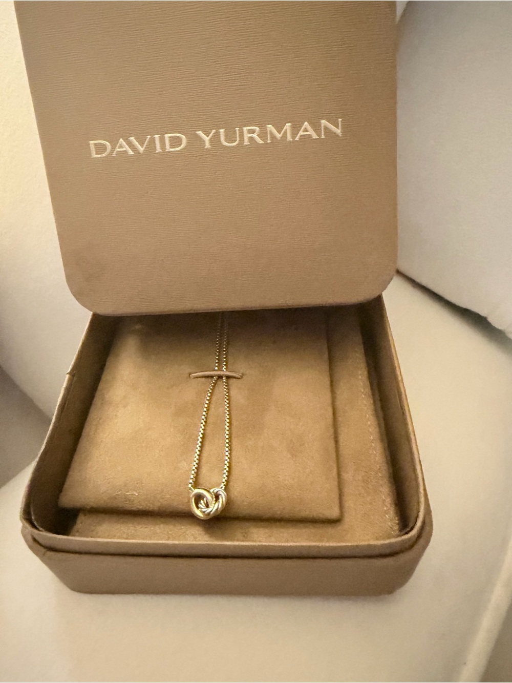 David Yurman Two-Tone Gold and Silver Interlocking Pendant Necklace - Picture 3 of 11